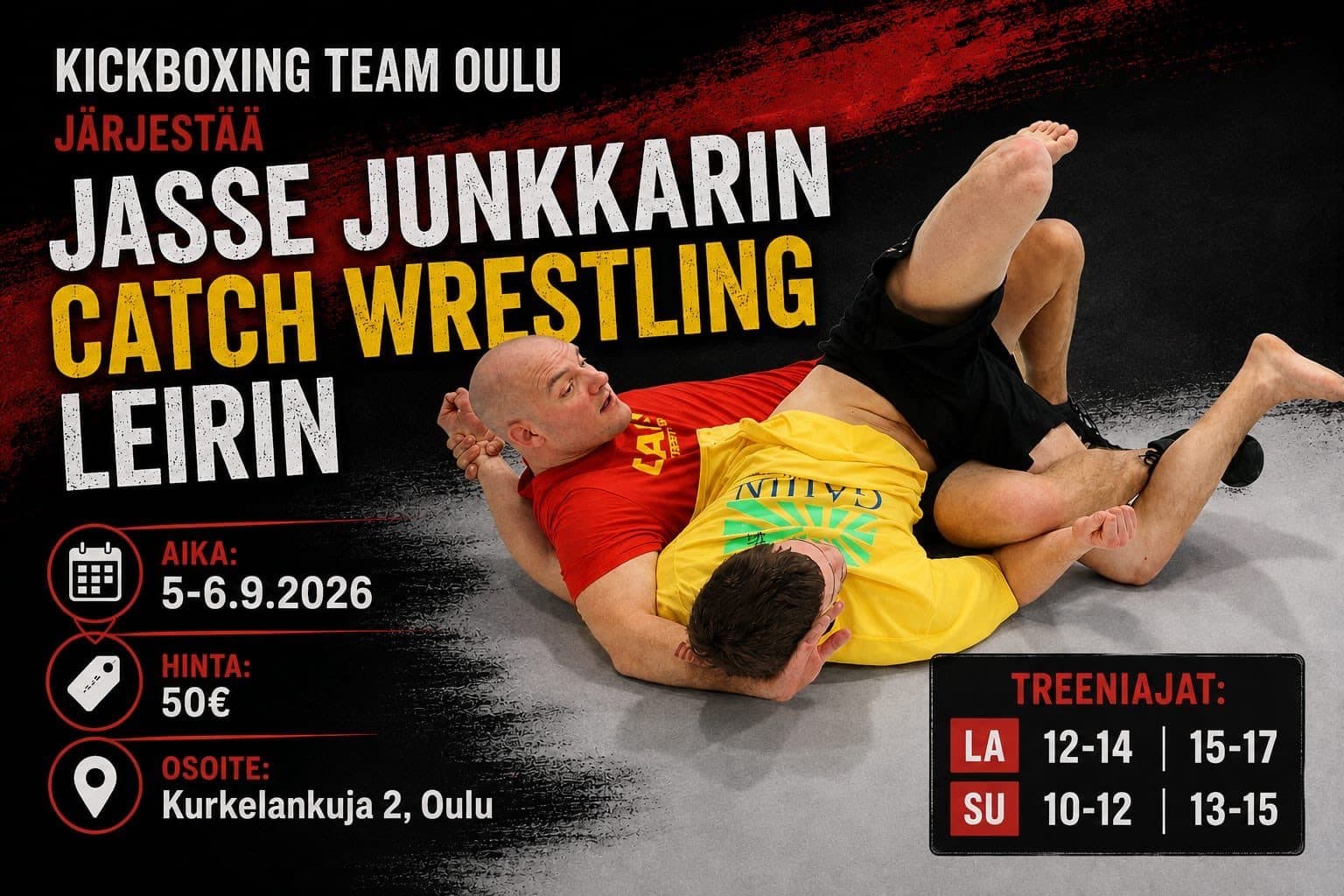 Jasse Junkkarin catch wrestling -leirin juliste 5.–6.9.2026